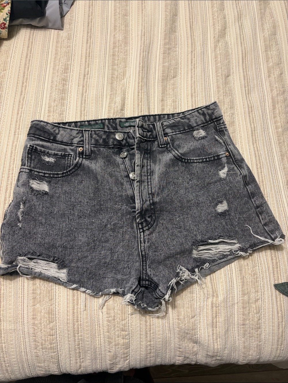 Black ripped jean shorts